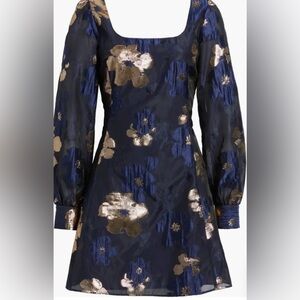 Metallic Floral Jacquard Minidress